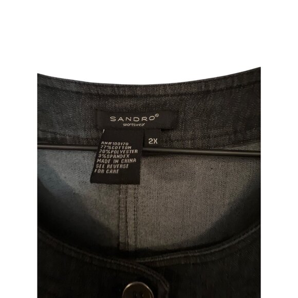 Sandro Womens Dark Blue Cropped Button-Up Jacket 2X Denim - Picture 3 of 4